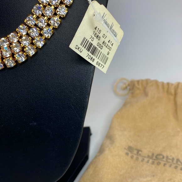 VINTAGE 1990's St. John Large Rhinestone Tiers Choker and Back Drop Necklace NWT - Picture 4 of 7